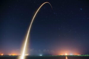 rocket launch liftoff long exposure